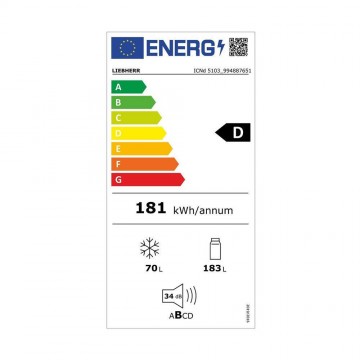 Liebherr Εντοιχιζόμενος Ψυγειοκαταψύκτης 253lt NoFrost Υ182.9xΠ58.5xΒ62.2εκ. Inox ICNd 5103 Pure